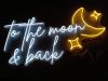 to the moon & back white LED neon sign with moon and stars - Custom Neon
