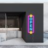 Vertical LED neon outdoor open sign with emoji style stars at both ends - from CustomNeon.co.uk