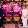 You're My Favourite pink light sign in front of wine barrels at a wedding - from Custom Neon