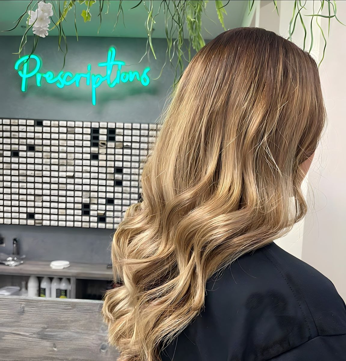 Custom Neon® green hair salon sign @1302hairdesign