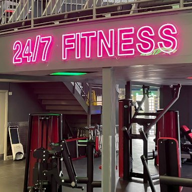 Custom Neon® large pink gym name sign @247fitnessgym