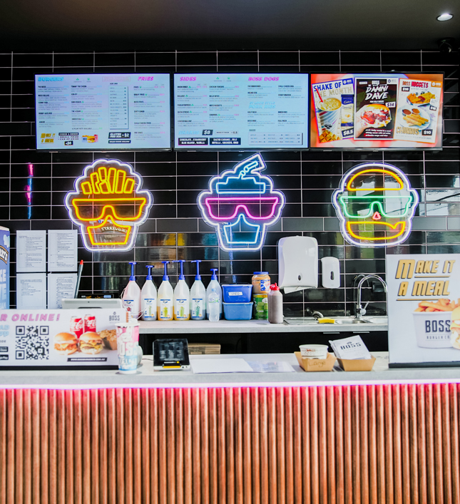 Boss Burger Logo Custom Neon&reg; sign @Boss Burger Co