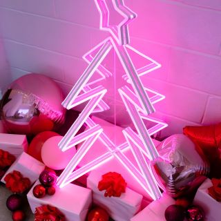 Custom Neon&reg; pink 3D LED neon Christmas tree
