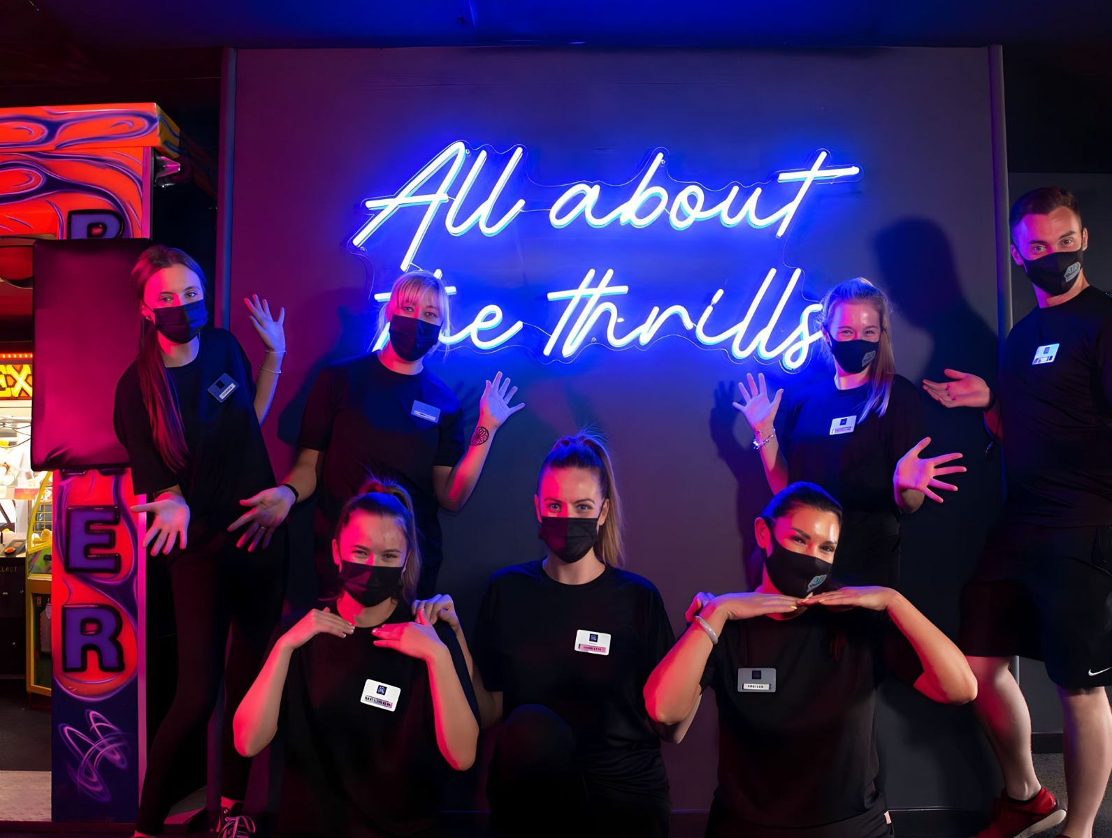 All About the Thrills blue Custom Neon® selfie sign @airthrillsperth