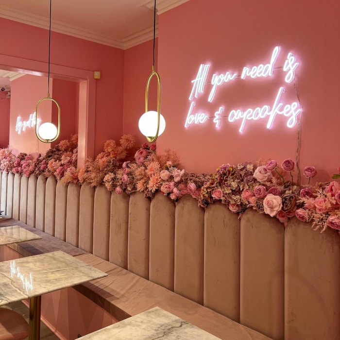 White bakery quote sign by Custom Neon® @cheshirecupcakes