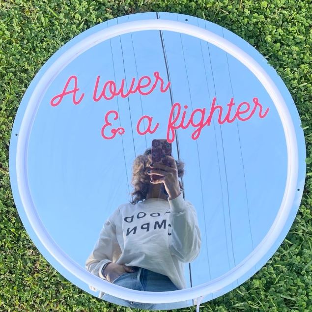 Custom Neon® mirror artwork A Lover & A Fighter