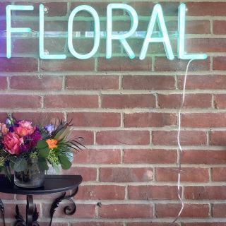 Custom Neon® mint green logo @artsfloral
