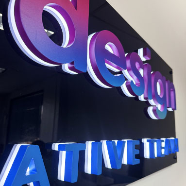 Back lit sign for a creative design agency