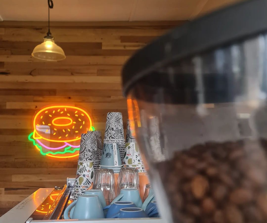 Multicoloured bagel wall art @untitledcafe_ by Custom Neon®