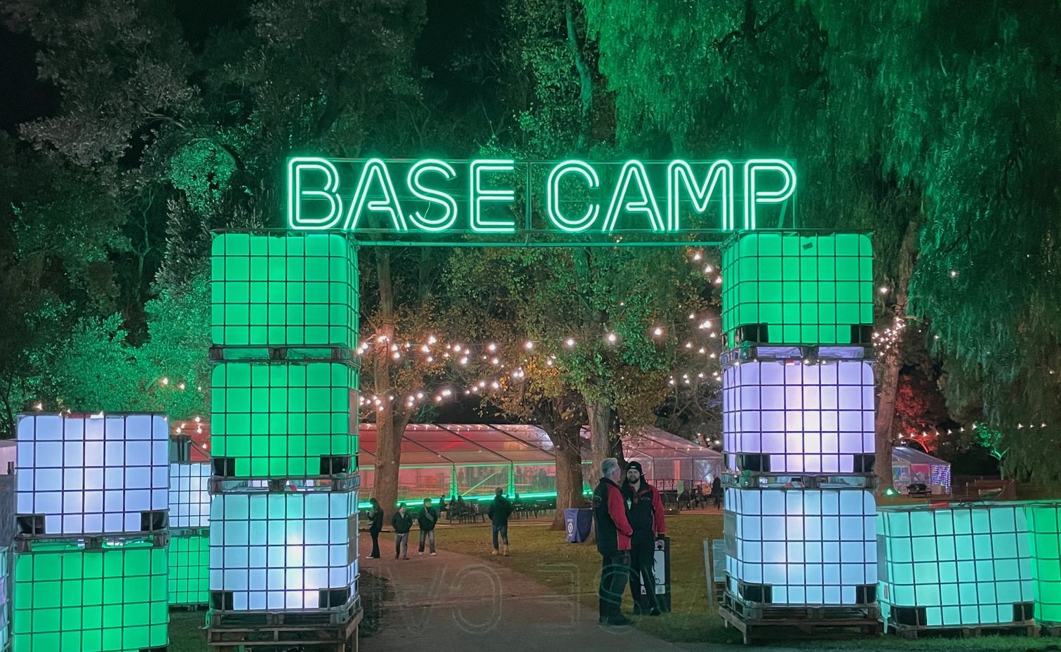 Green Custom Neon® outdoor event sign @illuminateadelaide