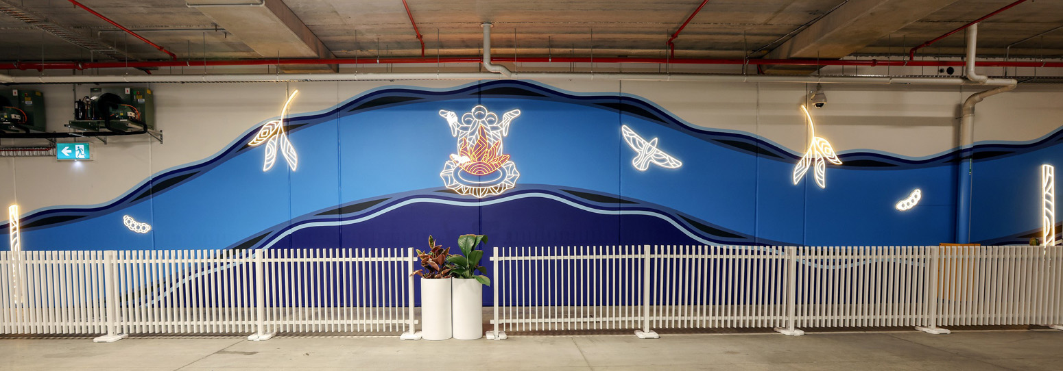 Custom Neon® signs light up the Love Island Australia Villa at night