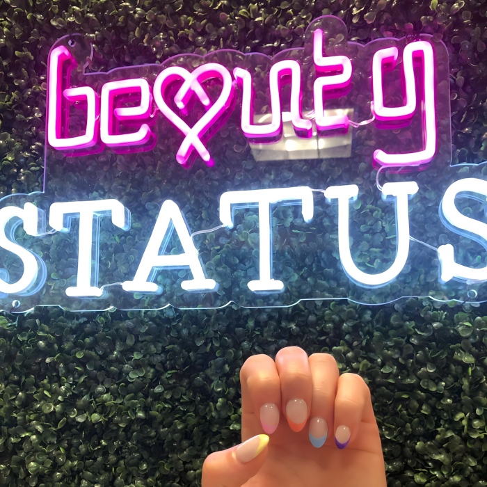 Custom Neon® Nail Salon logo sign on grass wall @beautystatus.uk
