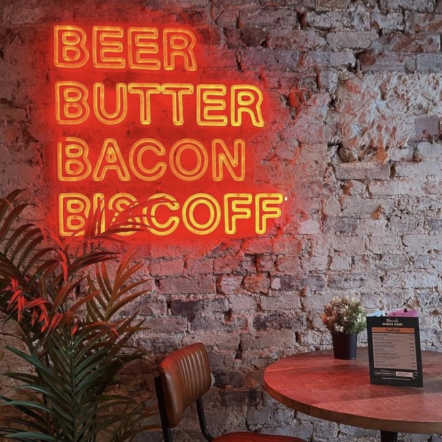 Red Custom Neon® restaurant quote signs @brewskirestaurants