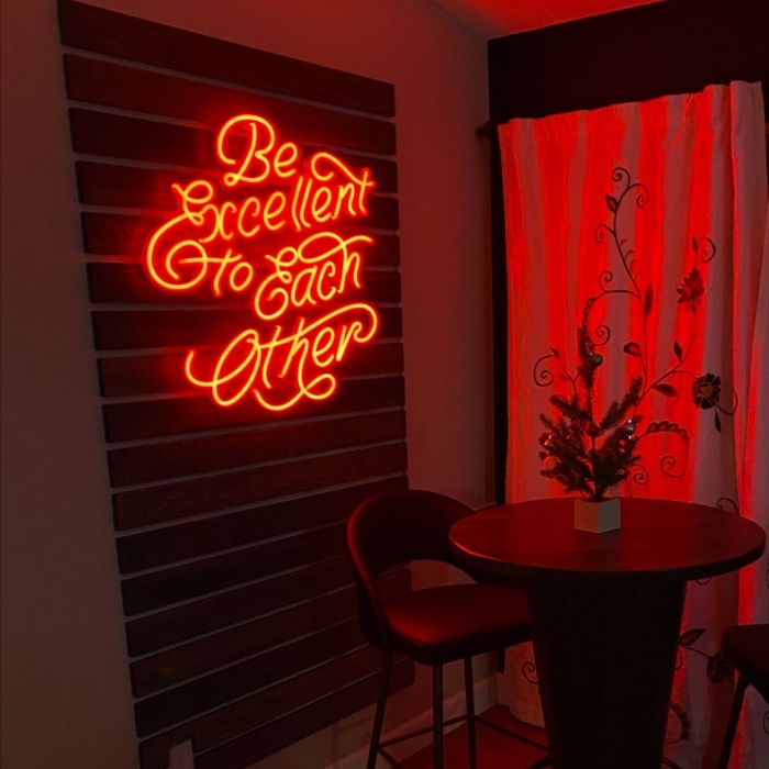 Red dining room sign by Custom Neon® @michaeldebrabander
