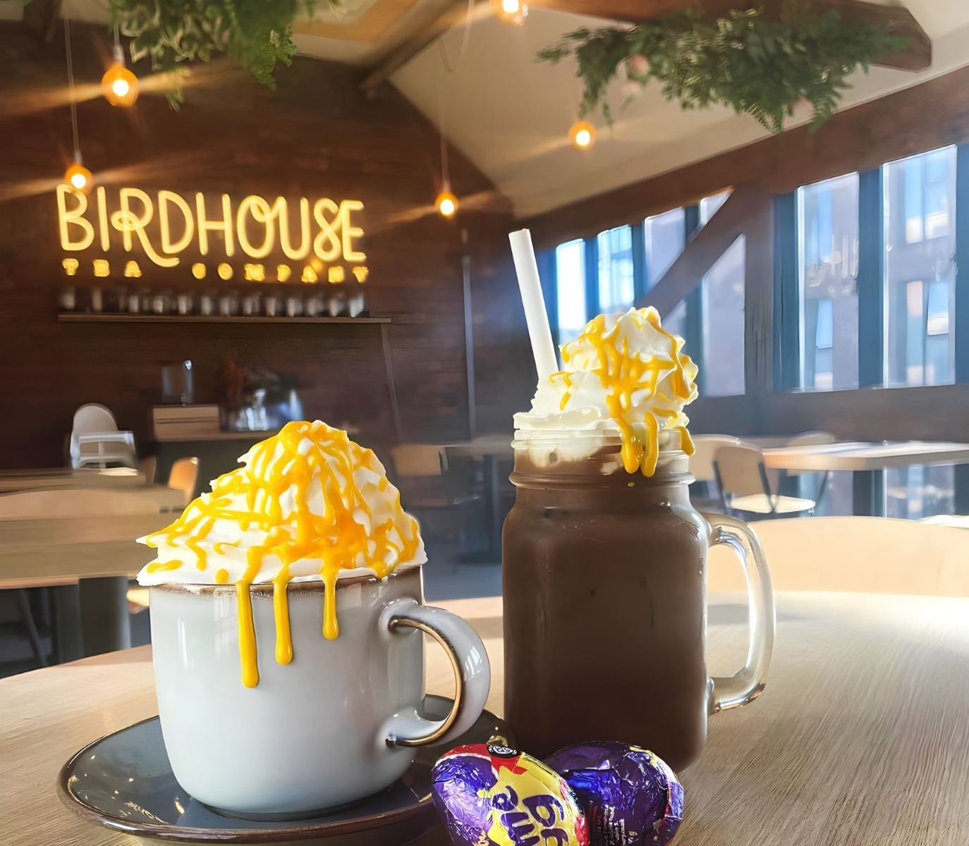 Custom Neon® large cafe logo business name sign @birdhouseteacompany