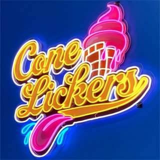 Cone Lickers ice cream parlor UV printed sign made by Custom Neon®