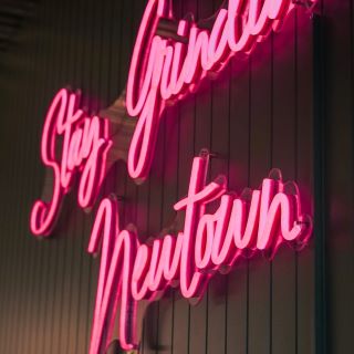 Pink Custom Neon® on clear cutaround backing @blankspace_newtown.jpg