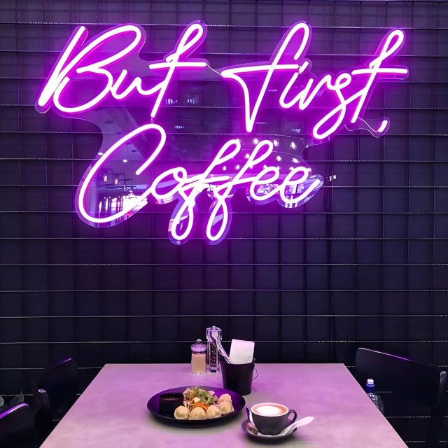 But First Coffee purple Custom Neon®  sign @baristahq_perth
