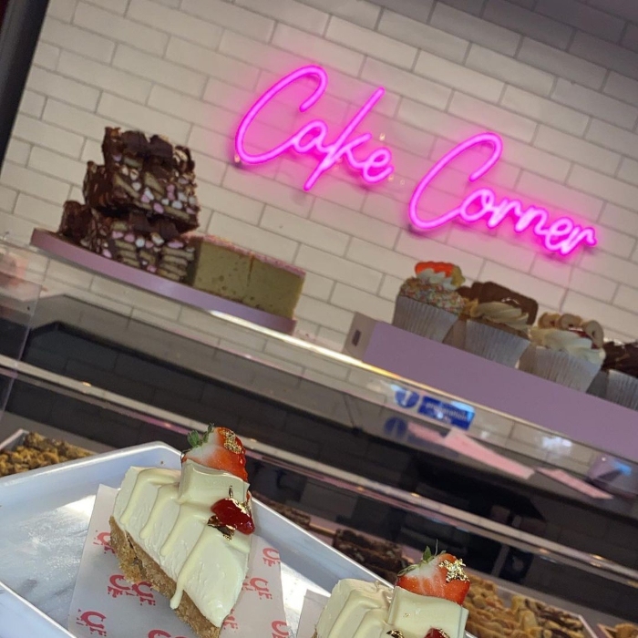 Custom Neon® bakery name sign @cakecorner.southport