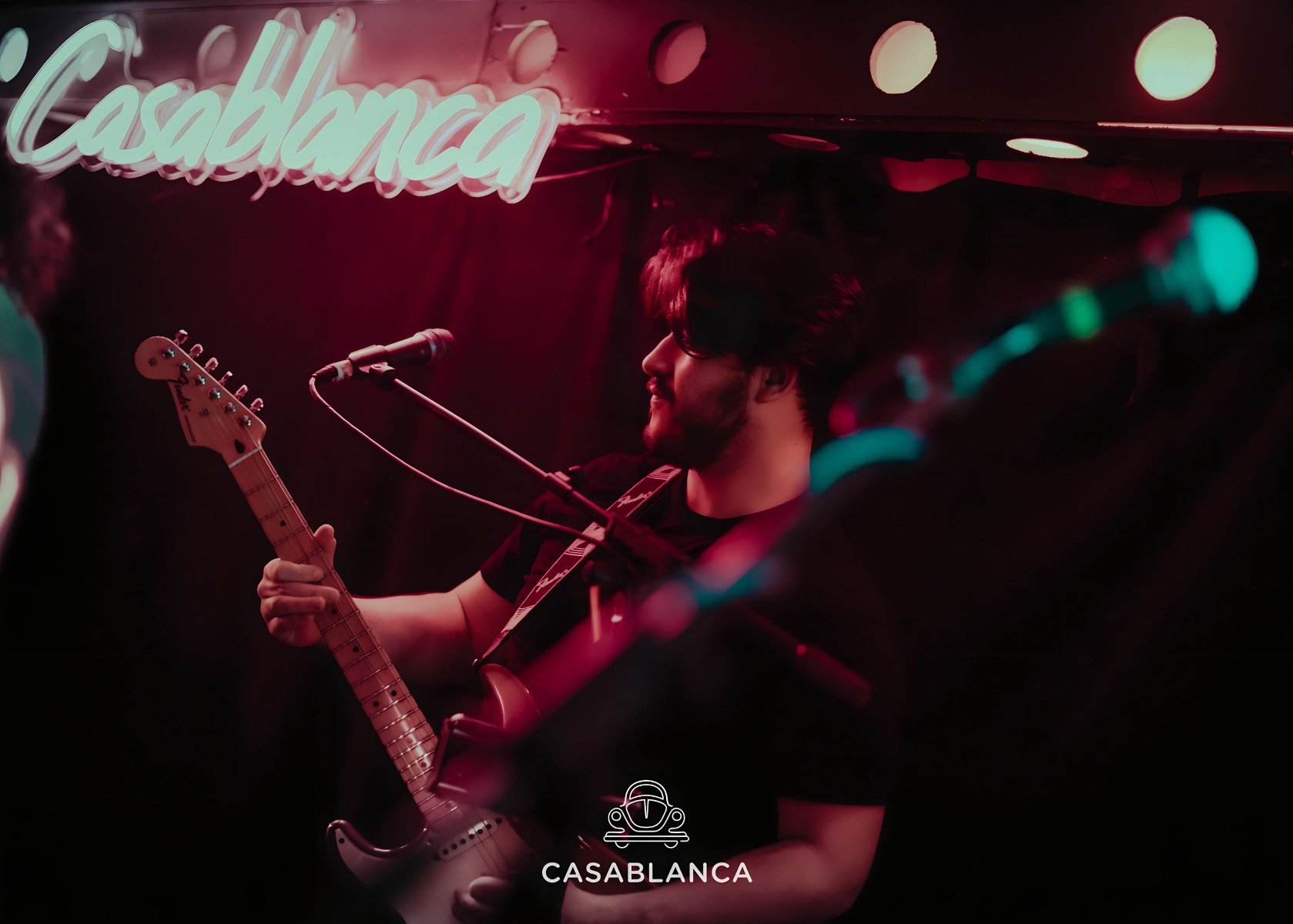 Custom Neon® pink jazzclub stage sign @casablanca__club