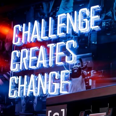 Custom Neon® large white LED neon motivational sign on dark background @sensory_fitness studio