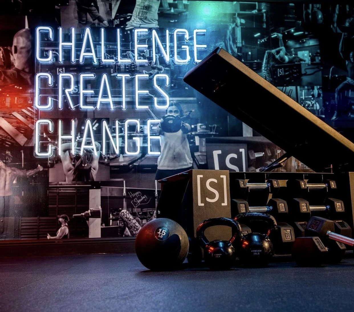 Challenge Creates Changes white Custom Neon® sign @sensory.fitness