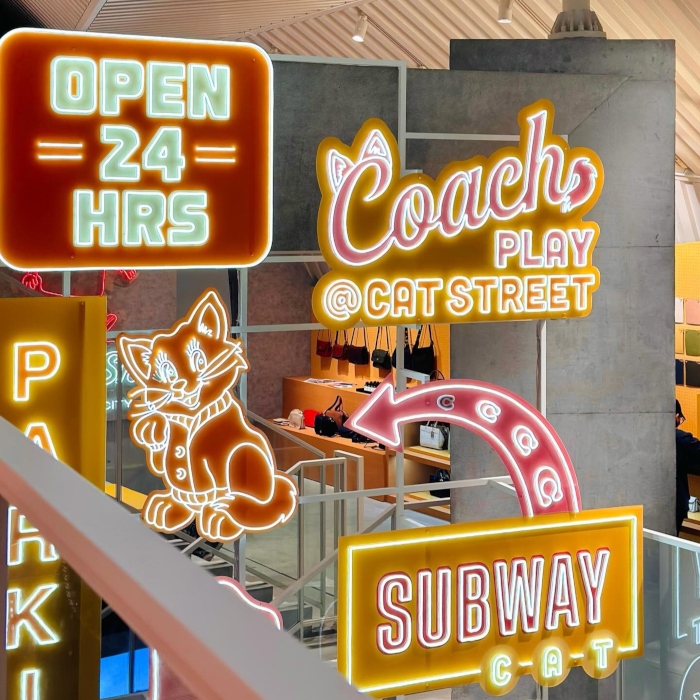 Large open sign for feature wall by Custom Neon® @coach