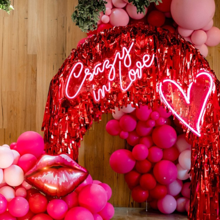 Custom Neon® large heart and Crazy in Love wedding ceremony sign @styleourparty @thewarehousegeelong @nicstephensphotography