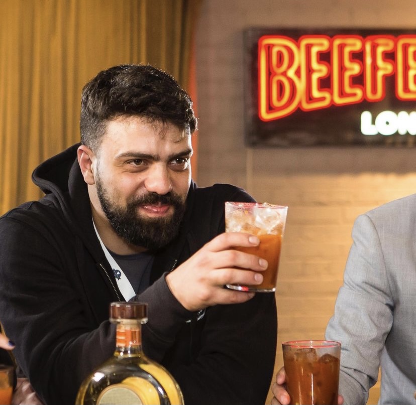 Red & white Custom Neon® logo sign for @beefeatergin