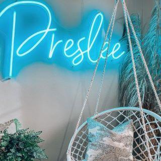 Ice blue & red Custom Neon® name sign @magenreaves