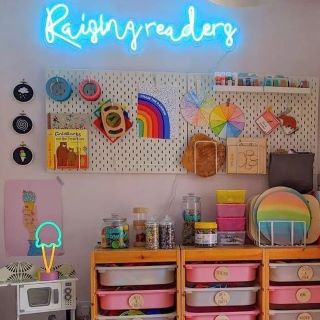 Blue playroom sign @raisingsmallreaders by Custom Neon®