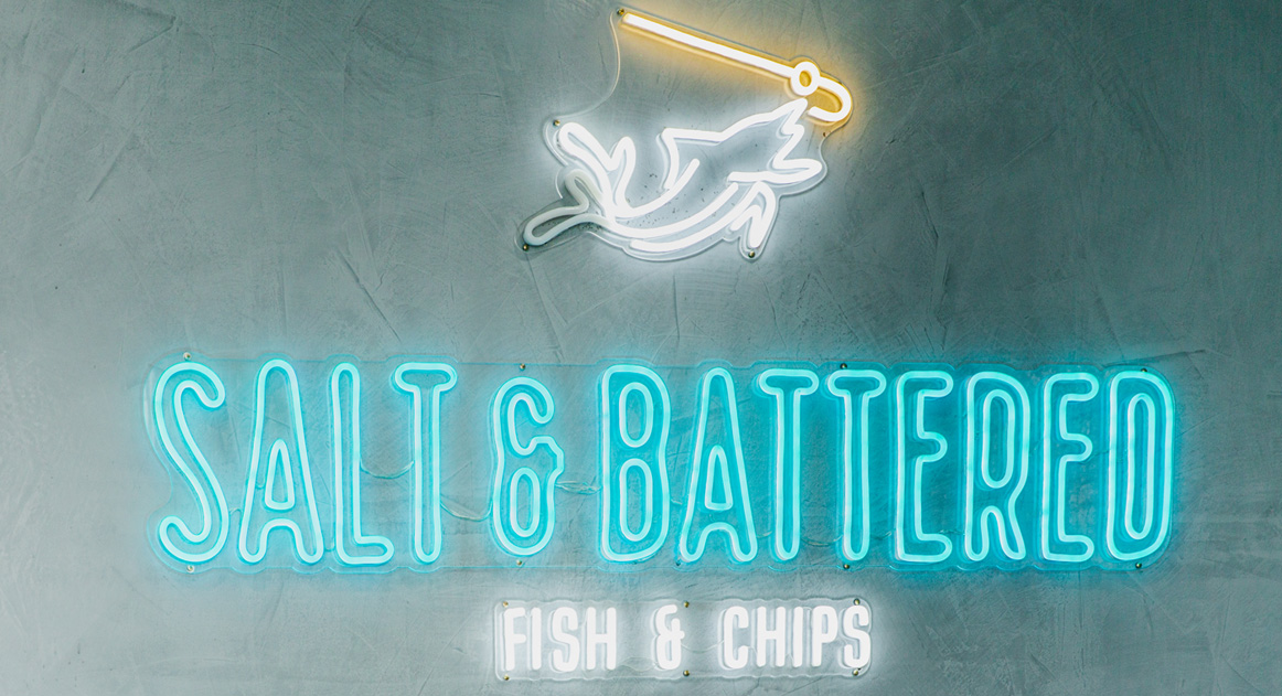 Colour changing animated Custom Neon&reg; sign for saltandbattered.com.au