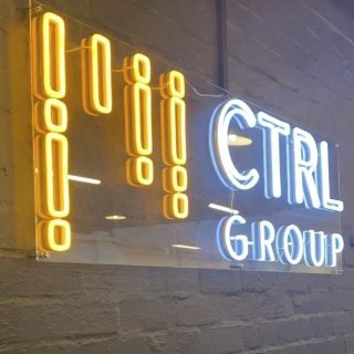 White & yellow company logo @ctrlgroup by Custom Neon®