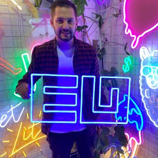 Custom Neon® electric blue logo