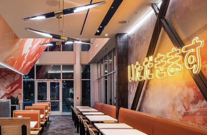 Japanese katakana in yellow LED neon flex by Custom Neon® @eatatbento @gdpdesignbuild