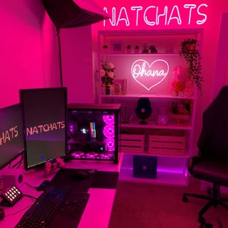 Gamer streaming setup @natchats signs by Custom Neon®