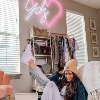 White and pink Custom Neon® logo for social media star @yourdarlingstyle