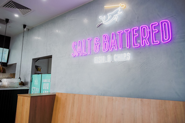 Colour changing animated Custom Neon&reg; sign for saltandbattered.com.au