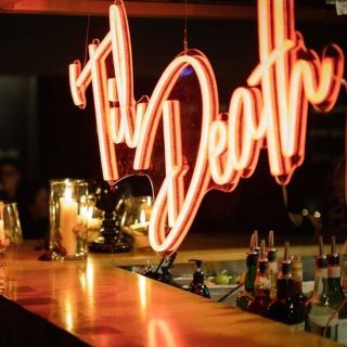 Red Til Death wedding sign made by Custom Neon®