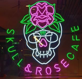 Cafe logo @skullandrosecafe made by Custom Neon®