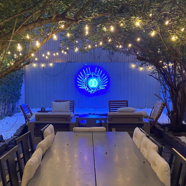 Custom Neon® dark blue outdoor sign