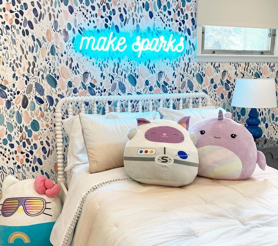 Custom Neon® blue kids bedroom sign @denafeintuchinteriors