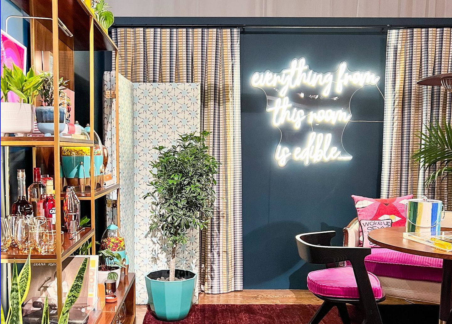 Bright white Everything in This Room is Edible Custom Neon® quote sign @hwdesignonadime @therathproject