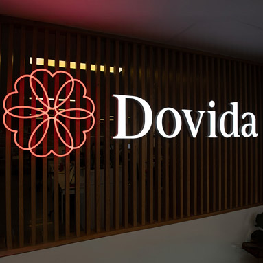 Front lit sign by custom neon