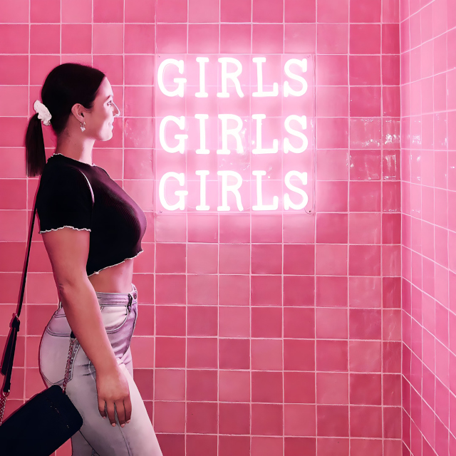Girls Girls Girls pink Custom Neon® bathroom sign photo@idaliavorrasi