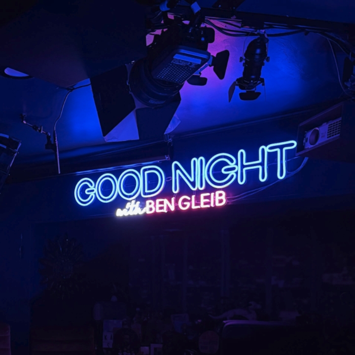 Multicolored Custom Neon® logo sign for youtube studio @makeitagoodnight
