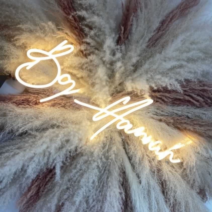 Warm white Custom Neon® sign @hairbyhannahcarr