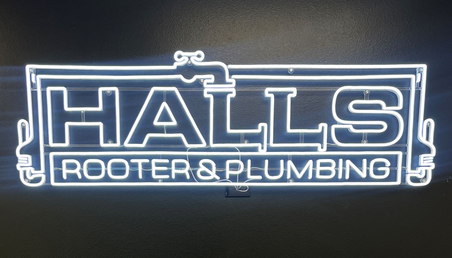 Warm white Naked Neon™ by Custom Neon® sign @hallsrooterandplumbing.com