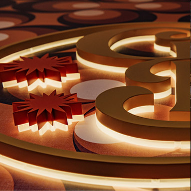 Close up of a Back Lit LED illuminated logo