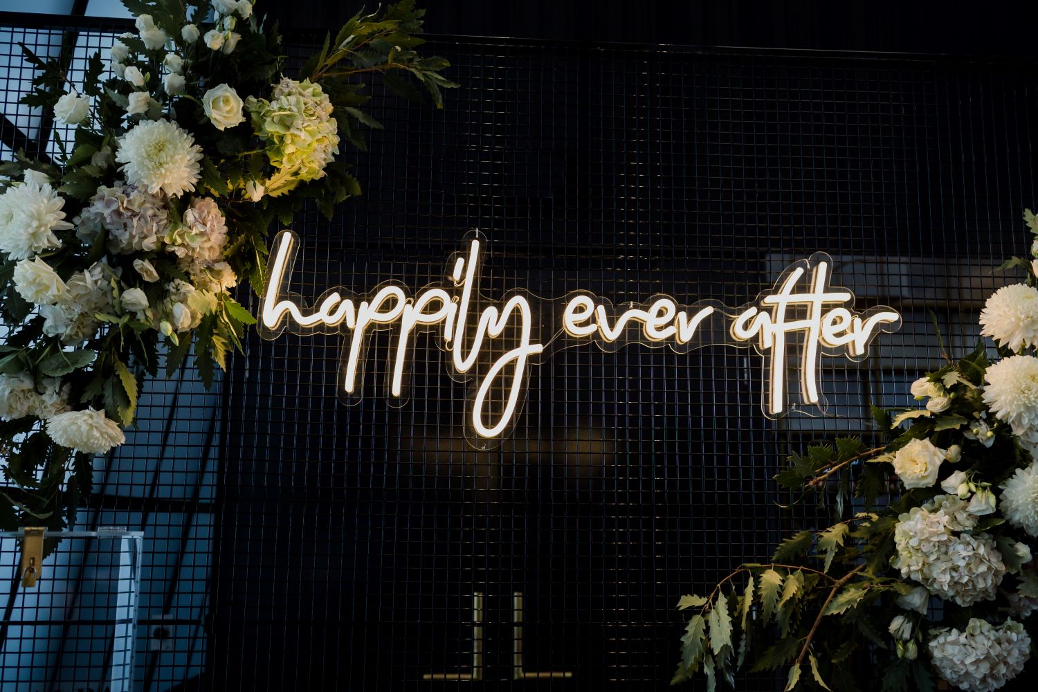 Custom Neon® Happily Ever After sign in warm white LED neon flex